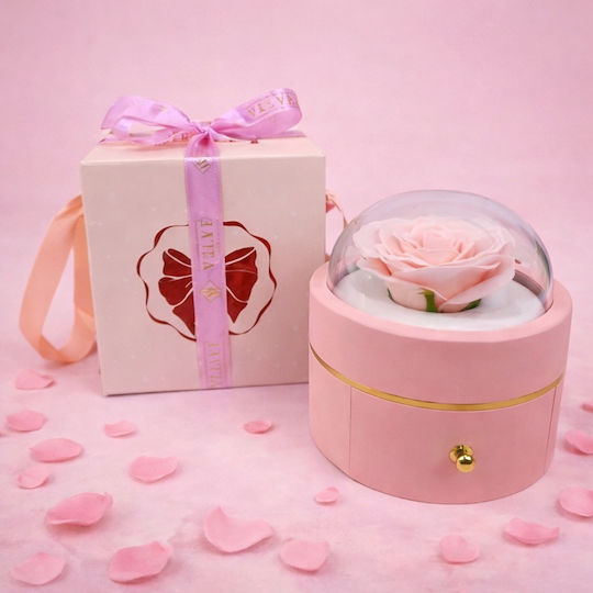 Pink Soap Rose In A Box Transparent Dome Chain Surprise Pendant