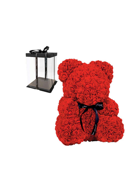 Bear of Artificial Roses Red 25cm in Box Vivva