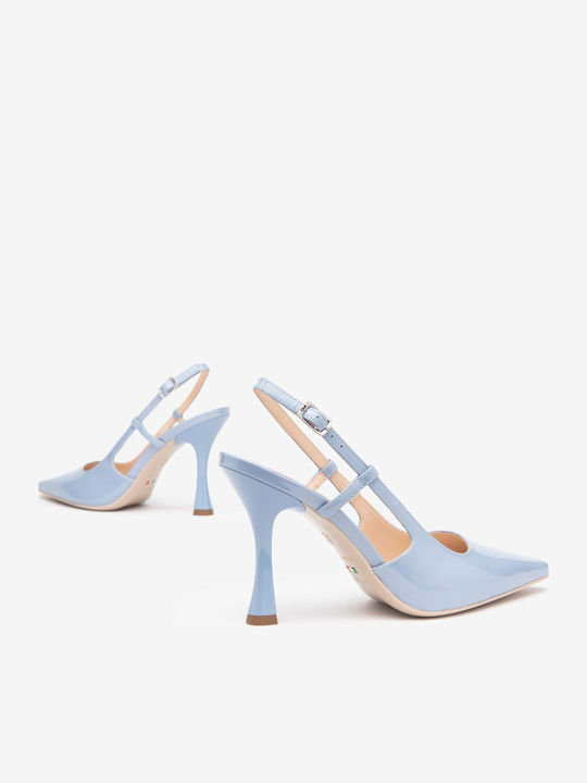 Leather Heels Light Blue