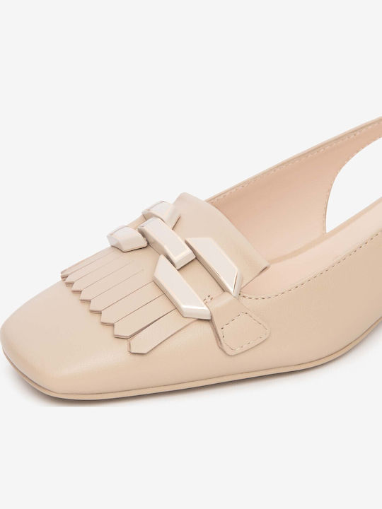 Leder Pumps Beiges