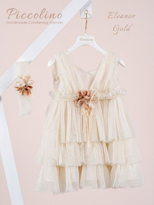 Piccolino Eleanor Gold Φόρεμα Βάπτισης