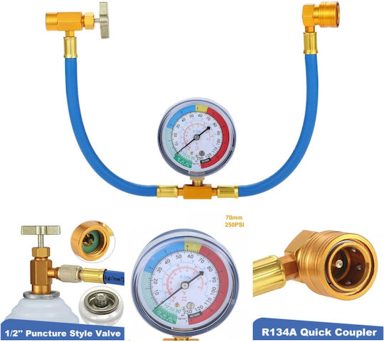 Kit Încărcare Freon Auto Furtun 1/2 Acme Manometru R134a R12 R22 Aer Condiționat Auto Rezidențial