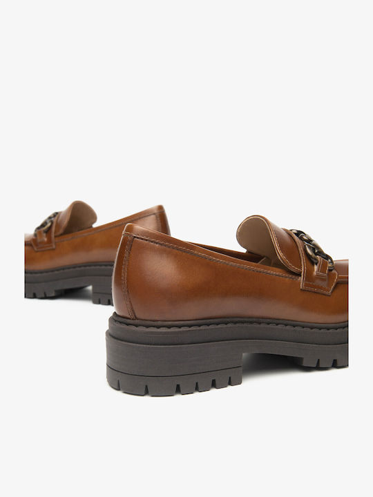 Leather Women's Loafers In Brown Colour