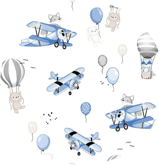 MimiNu Baby-Kissen Nest Blau Flugzeug 55x75cm