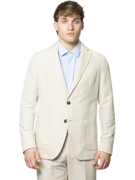 Summer Men’s Suit Jacket with Regular Fit White