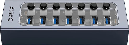 Orico Хъб 7 Порта USB 3.0 с Връзка USB-A Сив