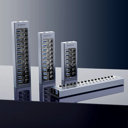 Orico Хъб 7 Порта USB 3.0 с Връзка USB-A Сив