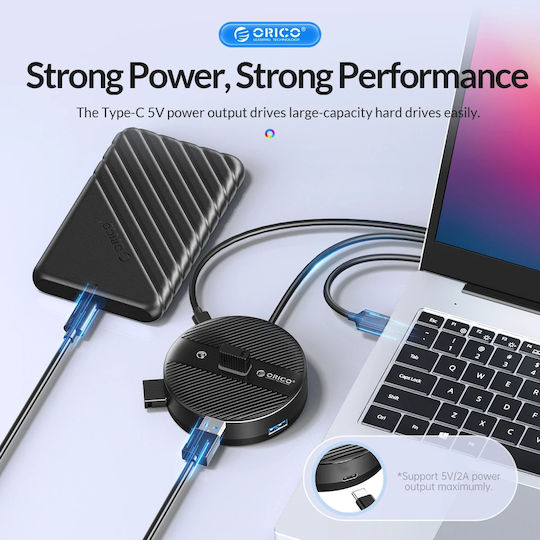 Orico USB Хъб 4 Порта USB 3.0 с Връзка USB-A Бял