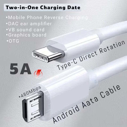 Cablu De Date USB 2.0 Pentru Încărcare Rapidă Micro USB-C Masculin - USB-C PD Alb 1m