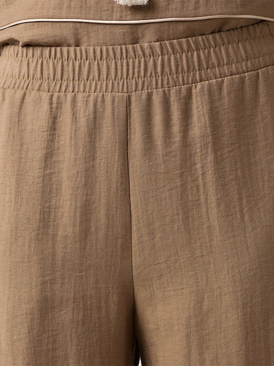 Damen Hochgebirge Leinen Pantaloons mit Gummiband in Regulär Passform Olive