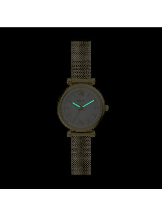 Fossil Carlie Ceas Dama Cu Baterie Cu Brățară Din Metal Auriu