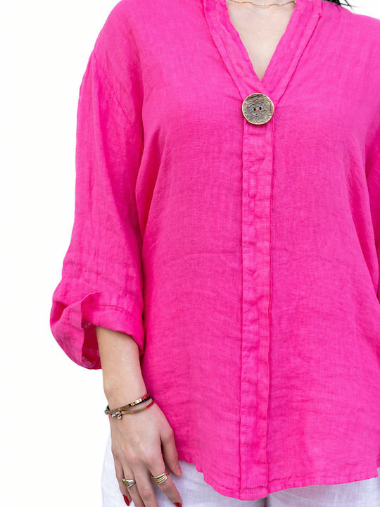 Women's Linen Shirt Fuchsia
