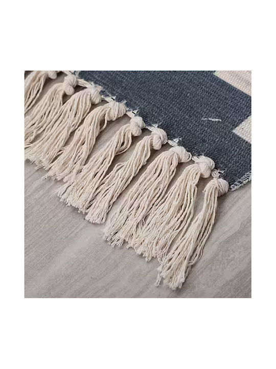 FRIPIA Правоъгълен Памучен Син Килим 60x90см