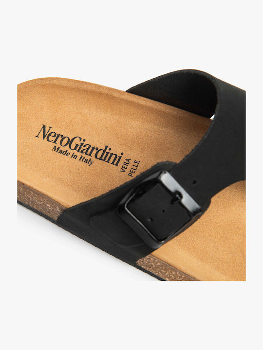 Leather Men's Sandals in Black Color