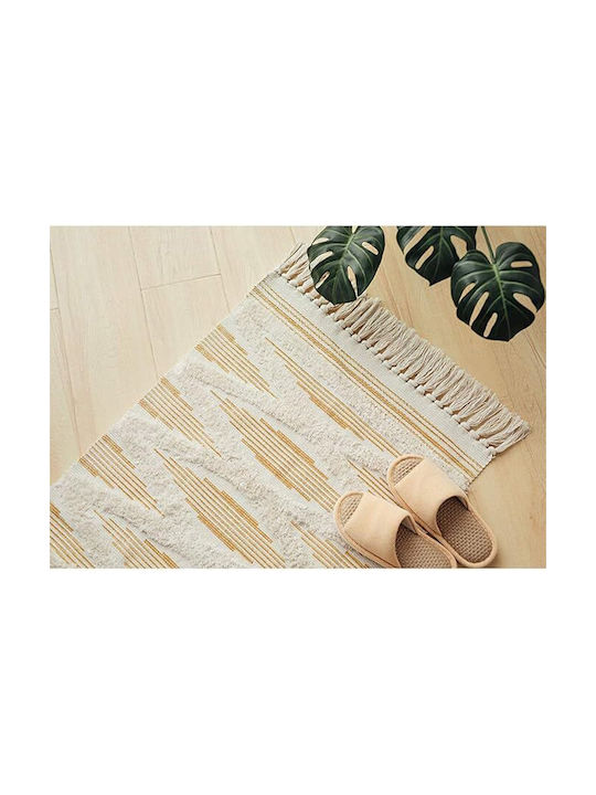 FRIPIA Covor Rectangular Din Bumbac Alb Și Portocaliu 60x90cm
