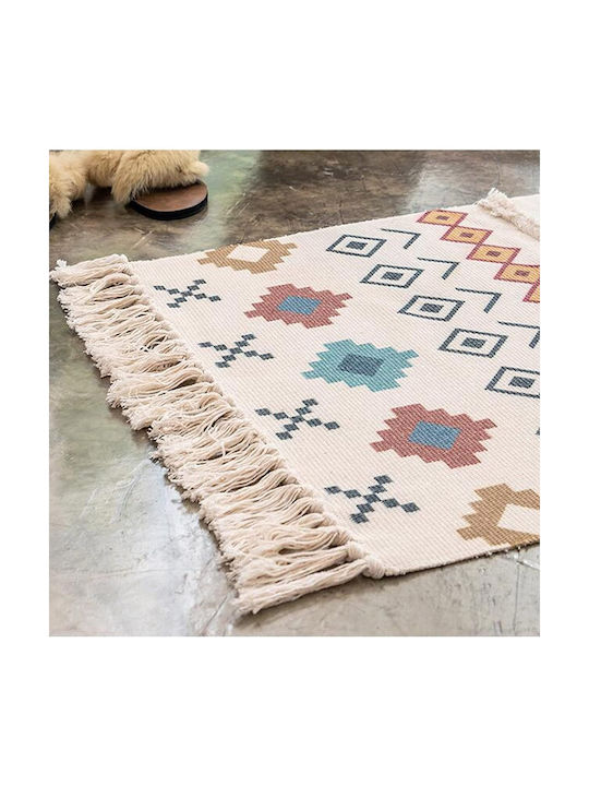 FRIPIA FRIPIA Rechteckiger Sommer Baumwollteppich mit Fransen Ethnic 60x90cm