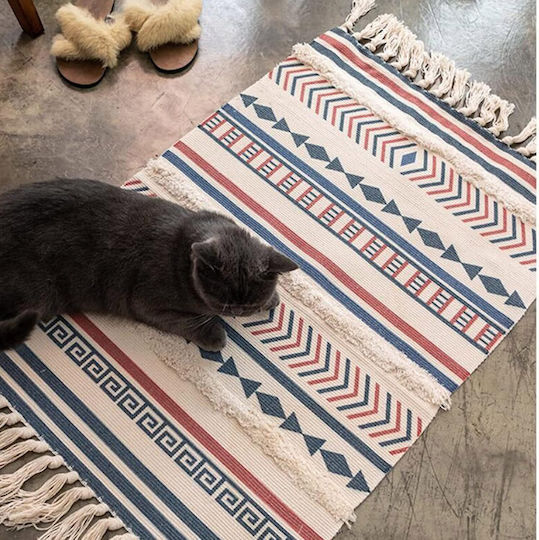 FRIPIA Covor Boho Dreptunghiular de Vară din Bumbac Roșu 60x90cm