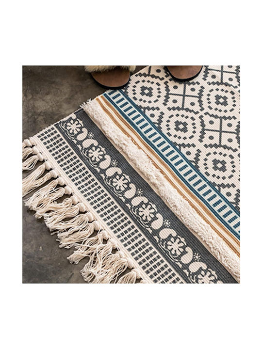 FRIPIA Wohnzimmer Teppich Rechteckiges Sommer Baumwollteppich mit Fransen Gelb 60x90cm