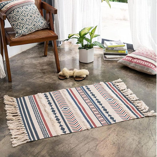 FRIPIA Covor Boho Dreptunghiular de Vară din Bumbac Roșu 60x90cm
