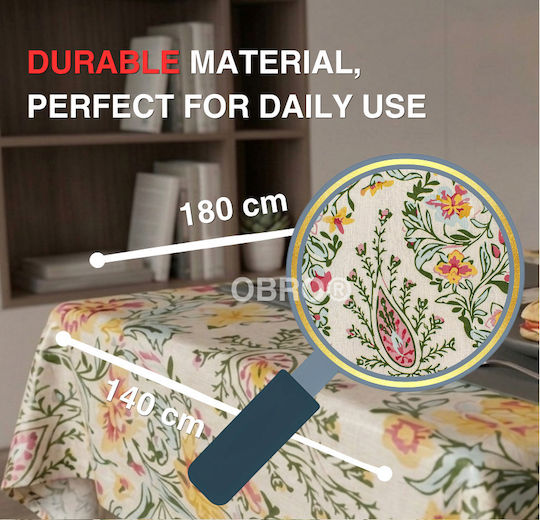 Stain Resistant Beige Tablecloth 140x180cm