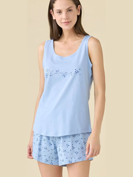 Noidinotte Summer Women's Pyjama Set Cotton Light Blue Noidinotte Summer Women's Pyjama Set Cotton Light Blue