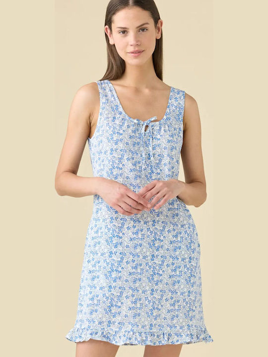 Noidinotte Summer Cotton Women's Nightgown Light Blue Noidinotte Summer Cotton Women's Nightgown Light Blue