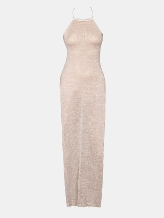 Rochie Midi Tricotată Fără Mâneci Albă Mărimea S