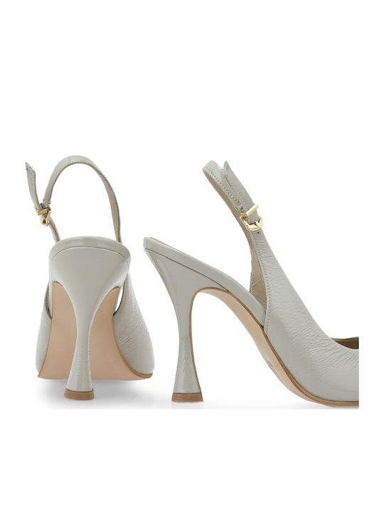 Leather Heels with High Brown Heel