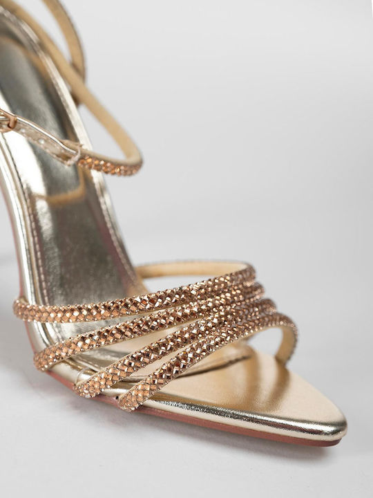 Damen Sandalen mit Strass Gold