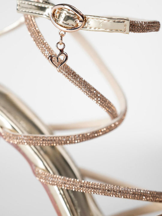Women's Sandals with Strass Gold