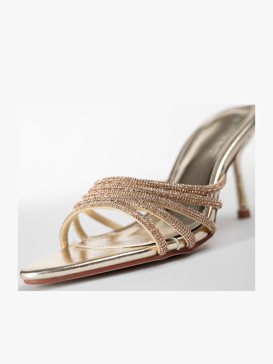 Women's Sandals with Strass Gold