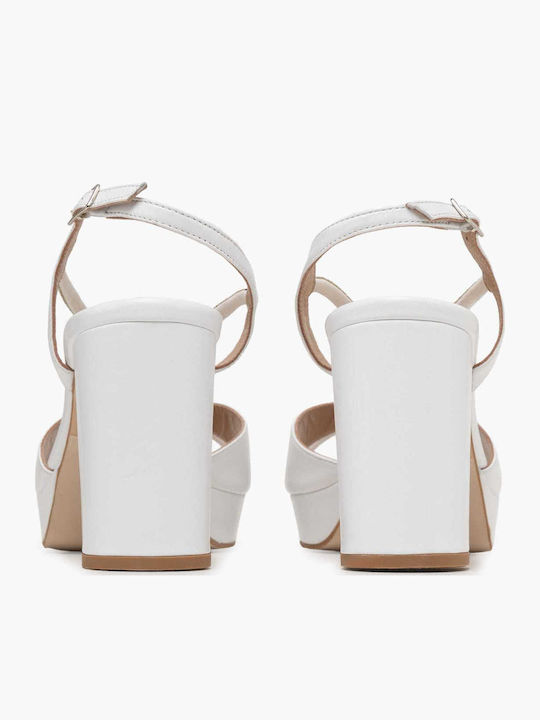 Leather Sandals with Strass White