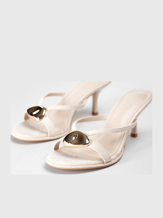 Suede Damen Sandalen Beige