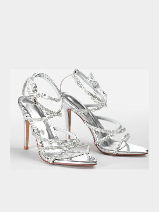 Women's Sandals with Strass Silver