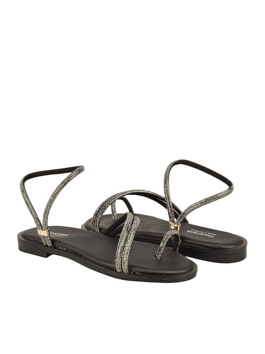 Leather Women's Flat Sandals Black