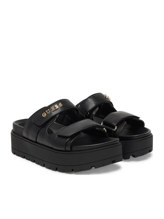 Damen Flatforms Schwarze Sandalen