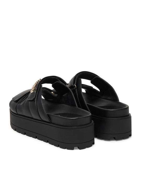 Damen Flatforms Schwarze Sandalen