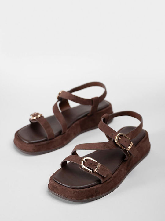 Women's Flat Sandals Flatforms Brown