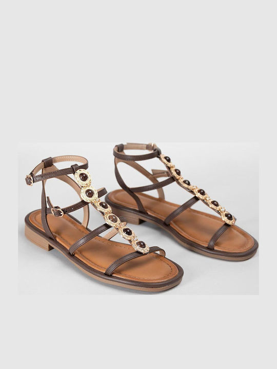 Sandale Casual Damă Gladiator Maro