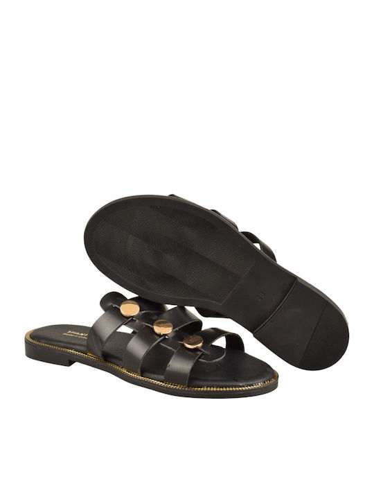 Damen Flache Sandalen Schwarz