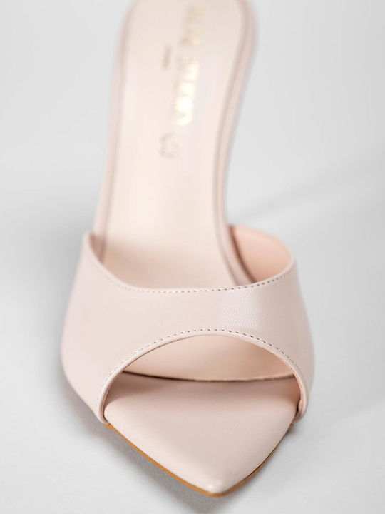 Women's Mules with Thin High Heel in Pink Color