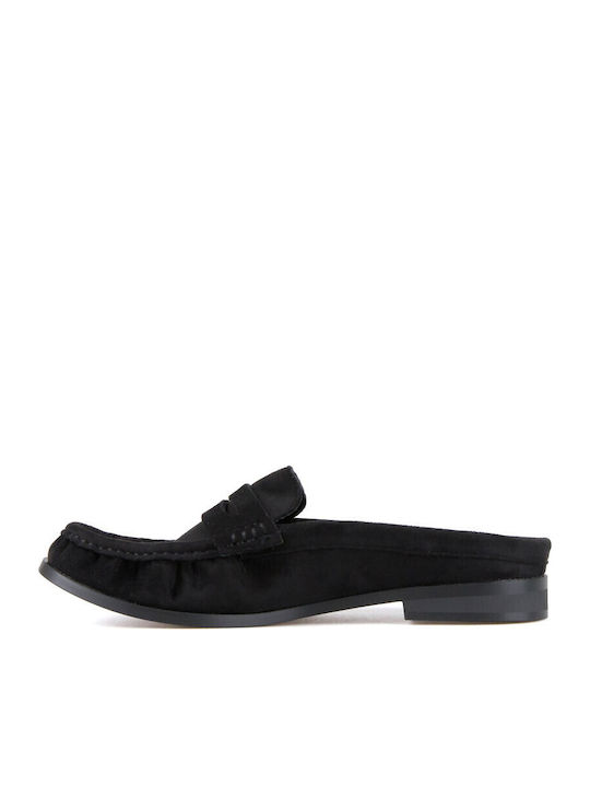 Suede Mules With Heel In Black Colour