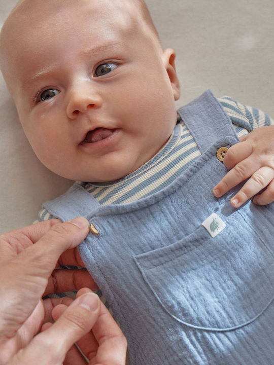 Kids Fabric Dungarees Blue Stone Blue