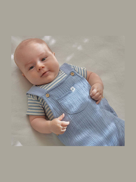 Kids Fabric Dungarees Blue Stone Blue