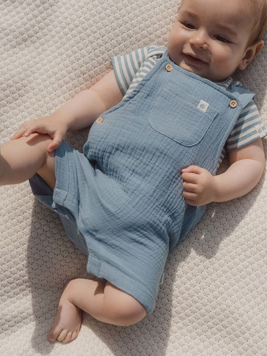 Kids Fabric Dungarees Blue Stone Blue