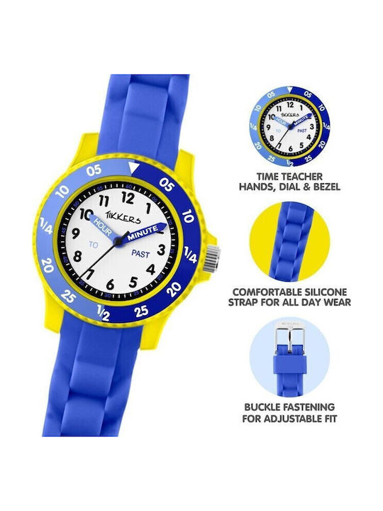 Tikkers Analog Kids Watch 30mm Blue with Silicone Strap