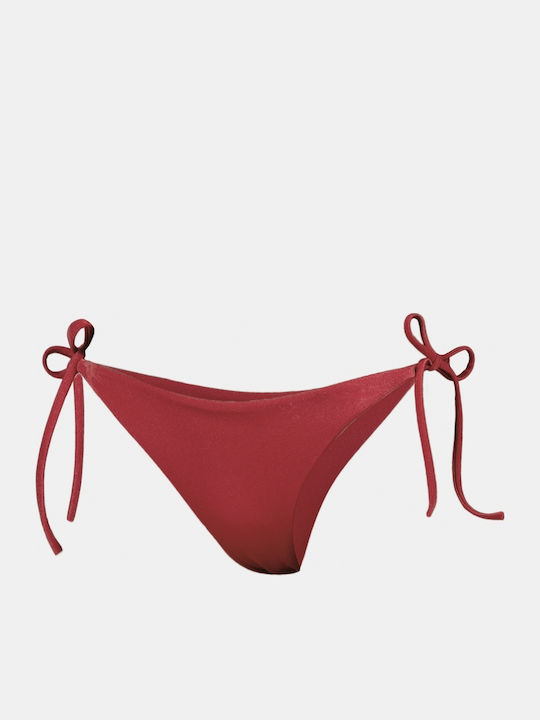 Bikini Bottoms Slip with Laces Burgundy