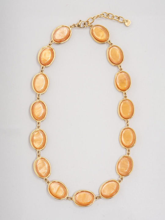 Late Again Necklace Made of Gold Plated Steel