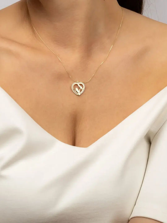Halskette Mutti aus Gold 9K mit Zirkon