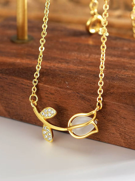 By Queen Ασημένιο Gold Plated Κολιέ Τουλίπα Mε Ζιργκόν By Queen Ασημένιο Gold Plated Κολιέ Τουλίπα Mε Ζιργκόν